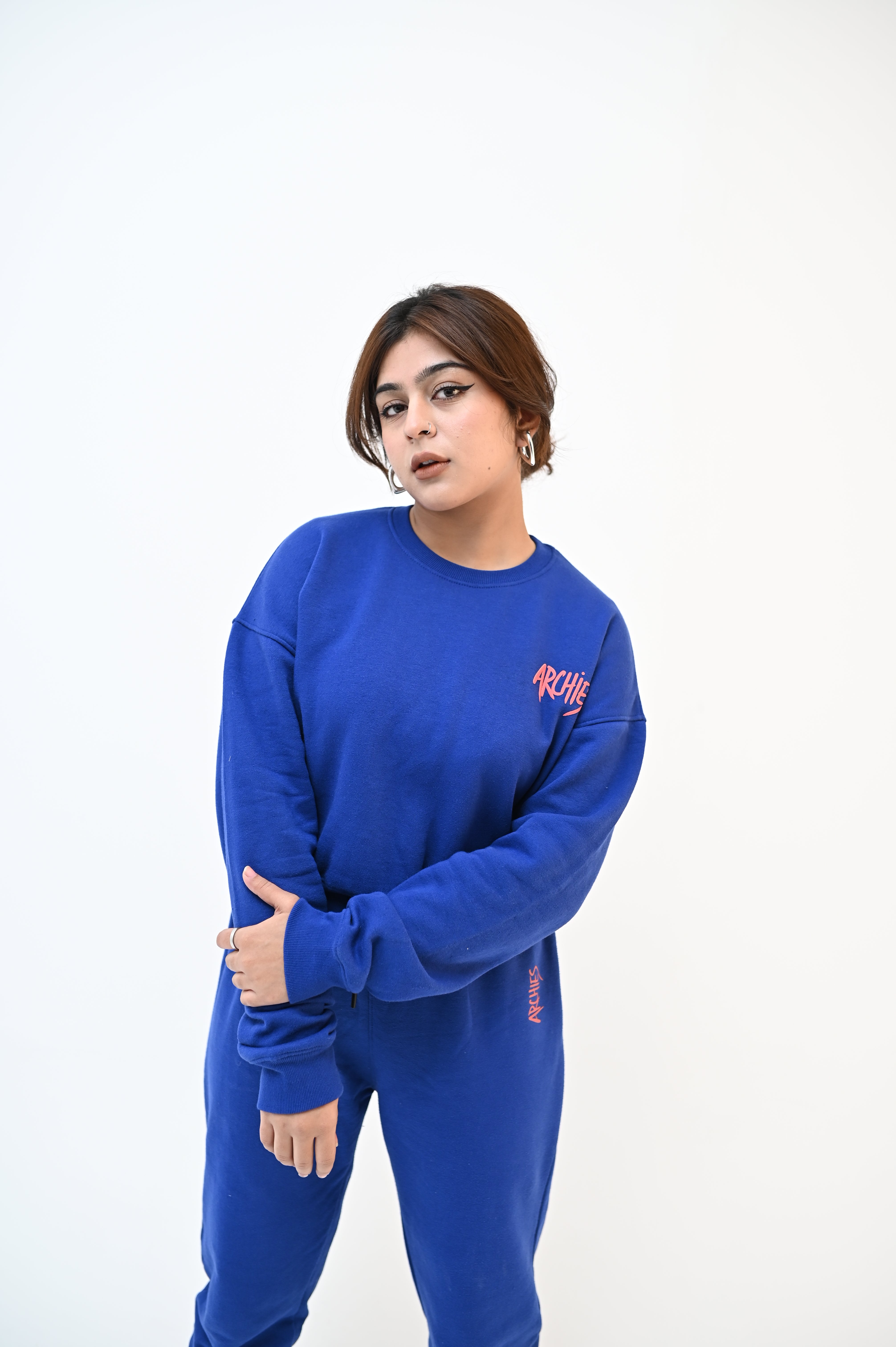 Royal Blue Sweatshirt and Trouser Set For Women