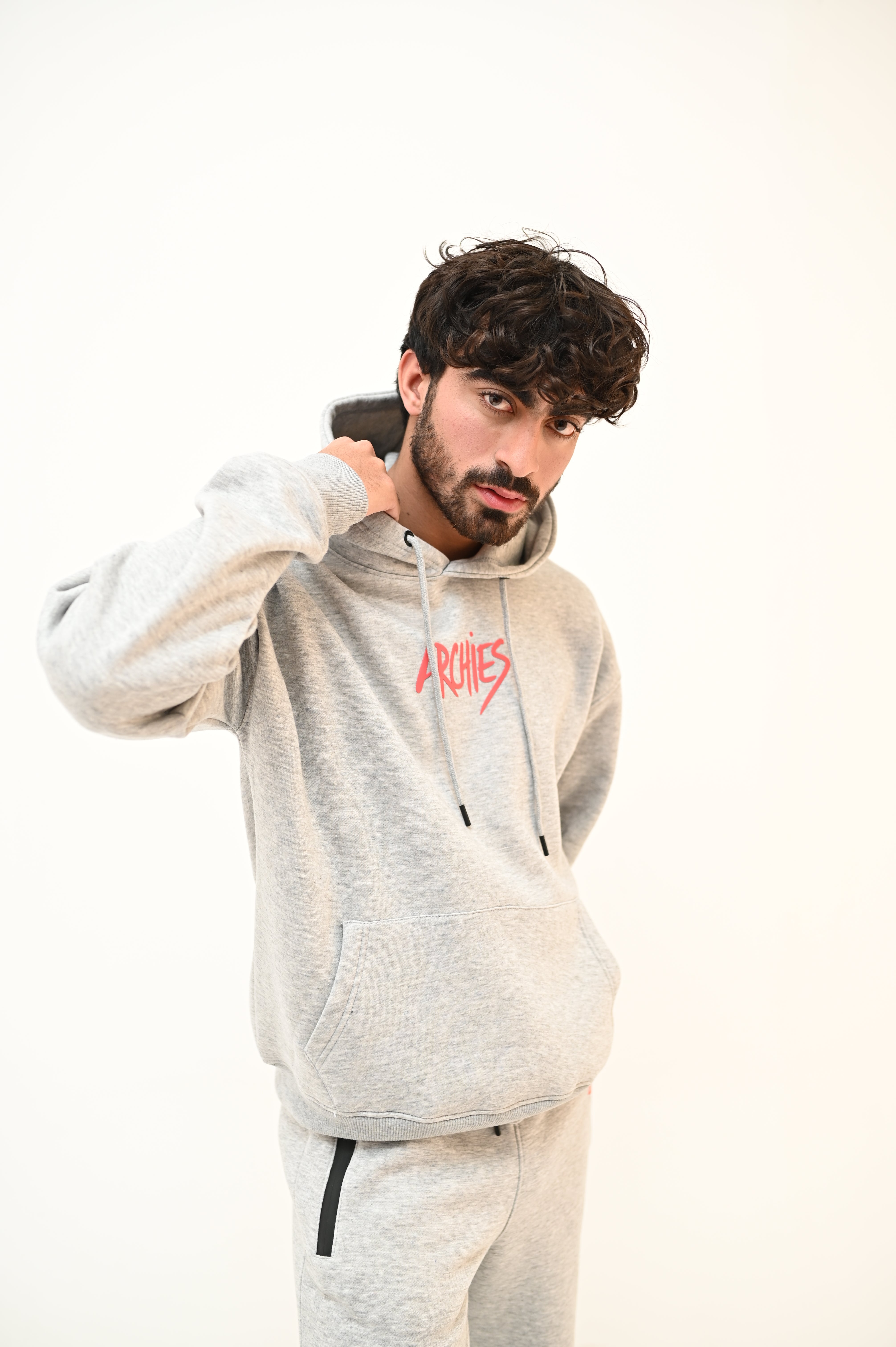 Grey Pullover Hoodie For Men
