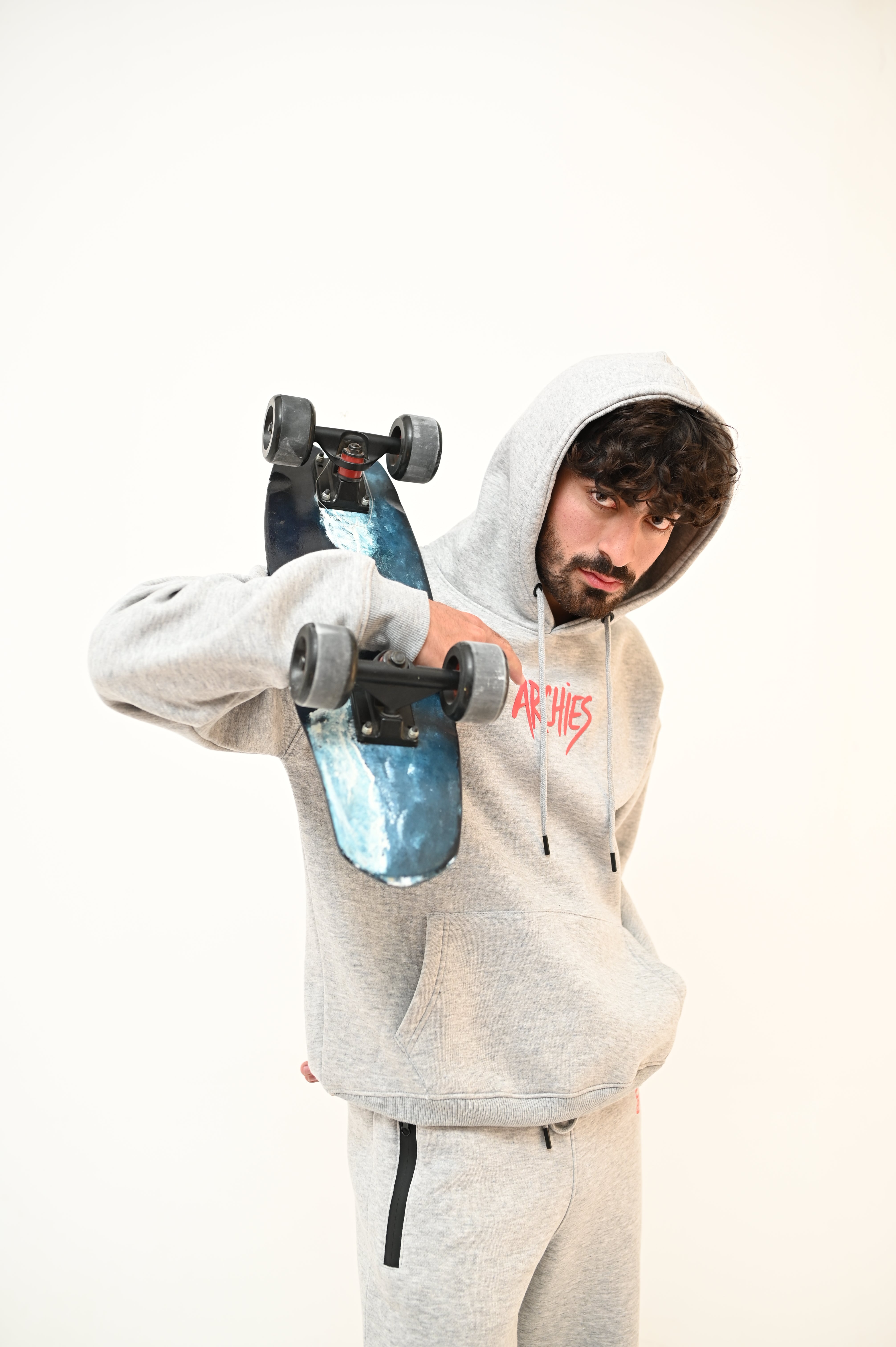 Grey Pullover Hoodie For Men