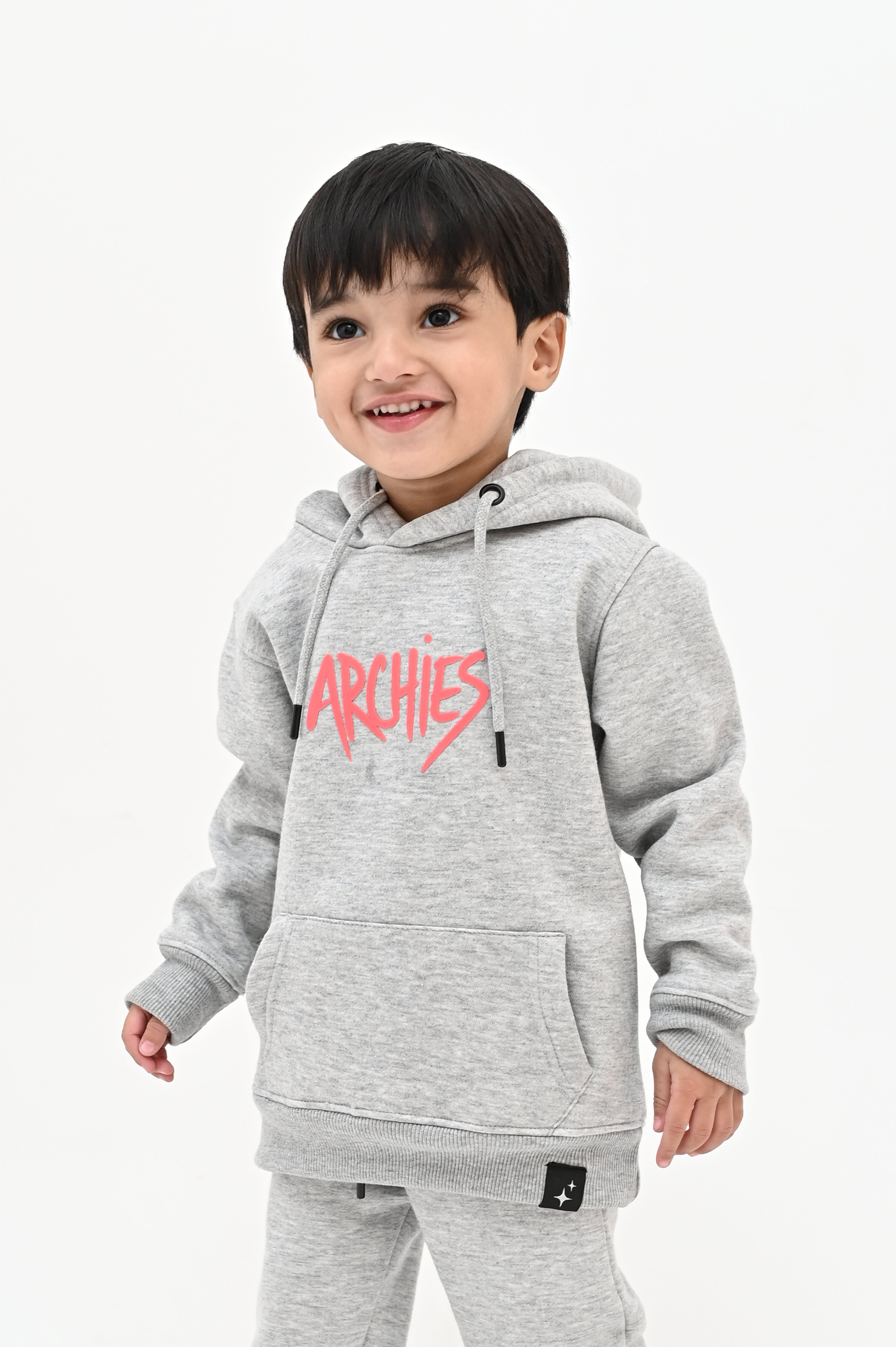 Grey Pullover Hoodie For Kid Boys