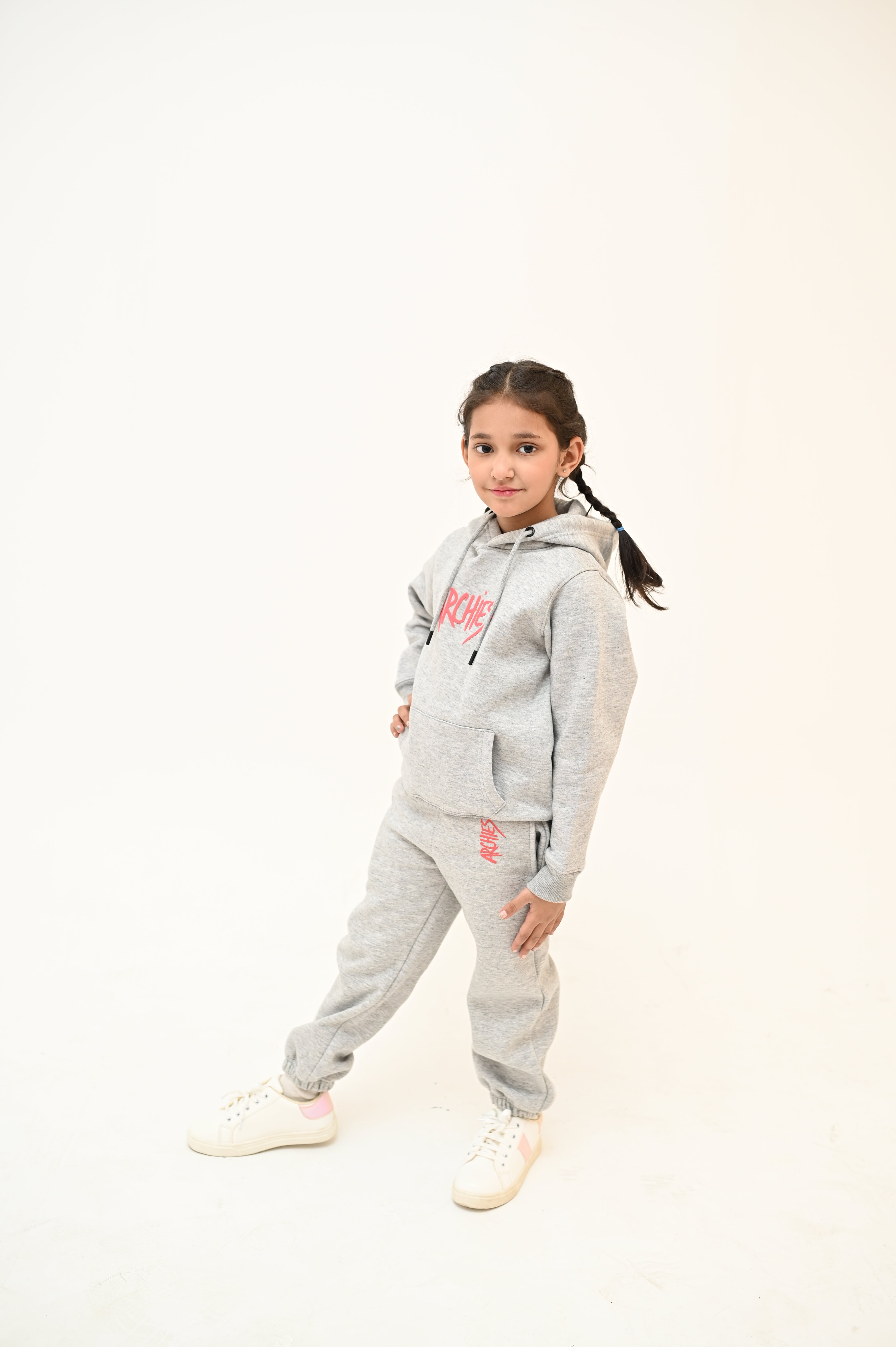 Grey Pullover Hoodie and Trouser Kid Girls Set