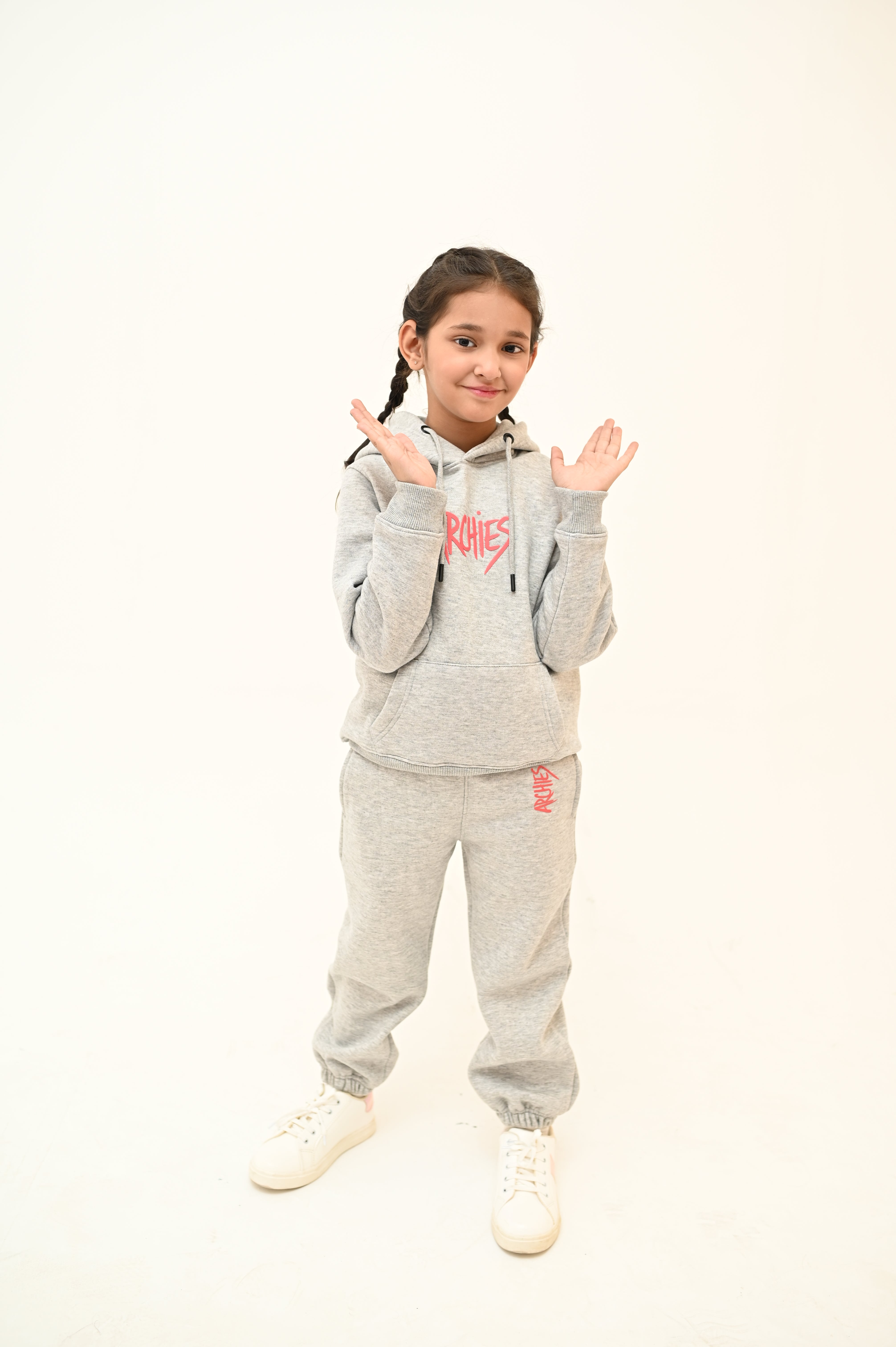 Grey Pullover Hoodie and Trouser Kid Girls Set