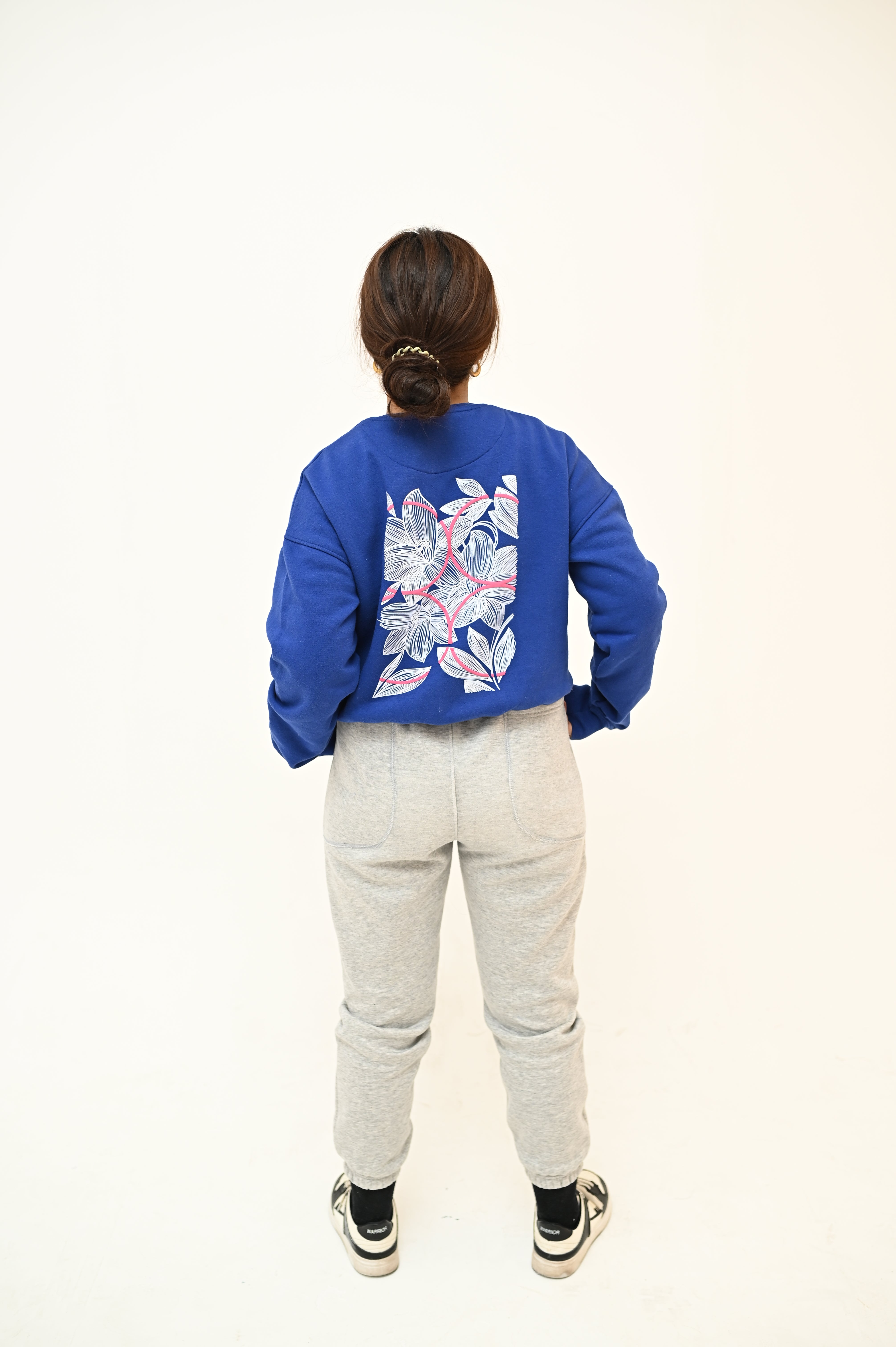 Royal Blue Sweatshirt and Grey Trouser Winter Suit For Women