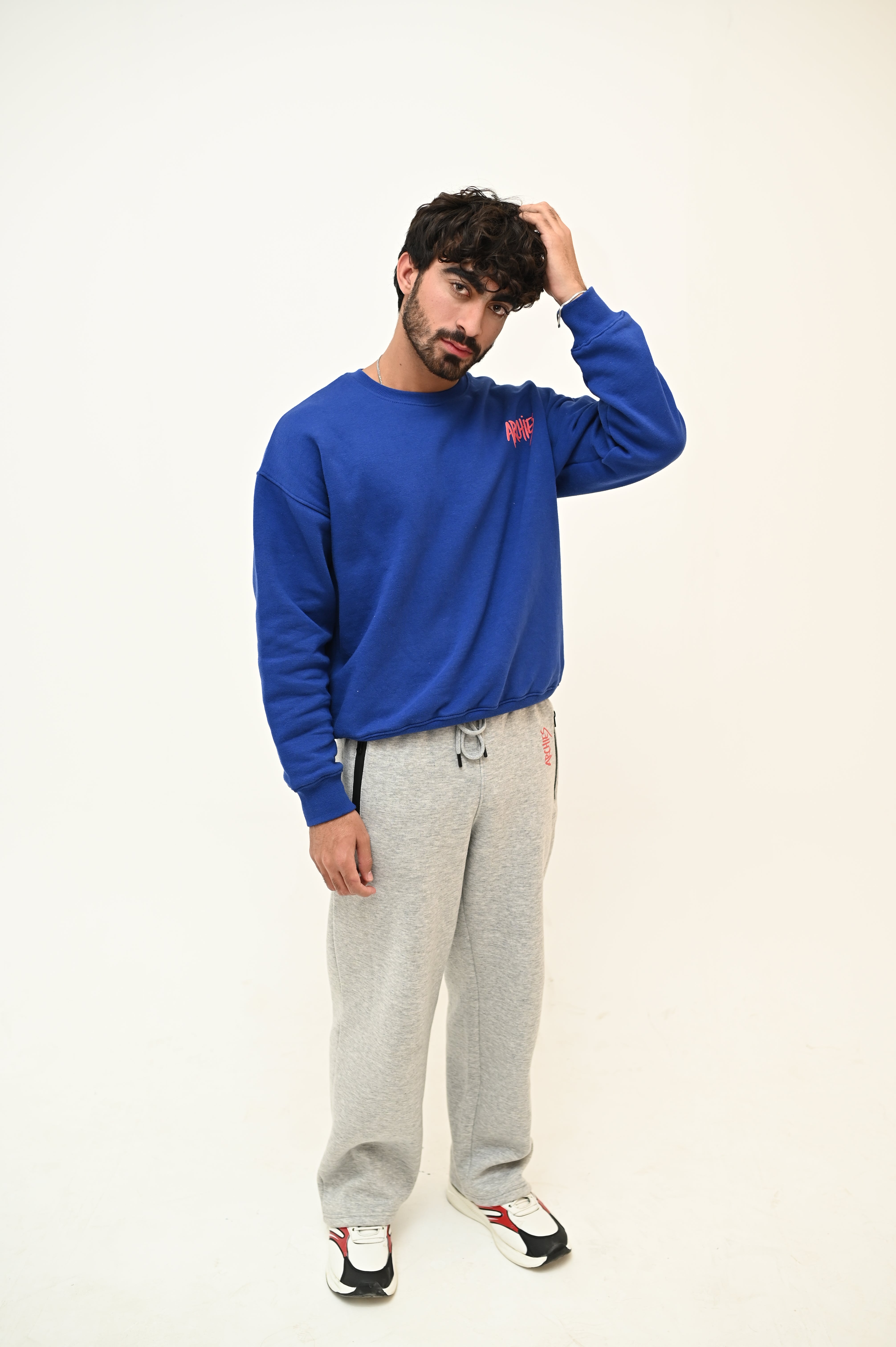 Royal Blue Sweatshirt and Grey Trouser Winter Suit For Men