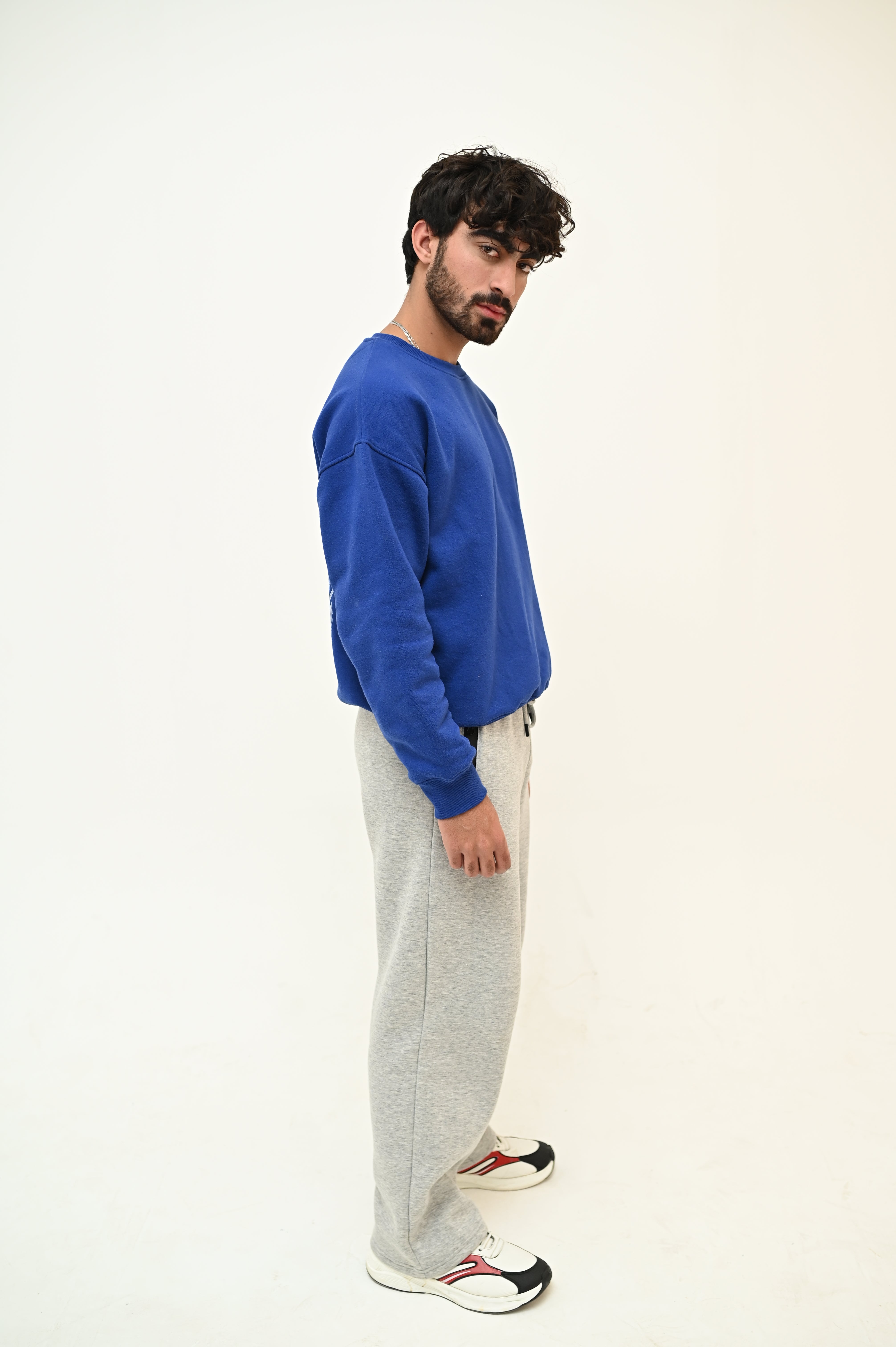 Royal Blue Sweatshirt and Grey Trouser Winter Suit For Men