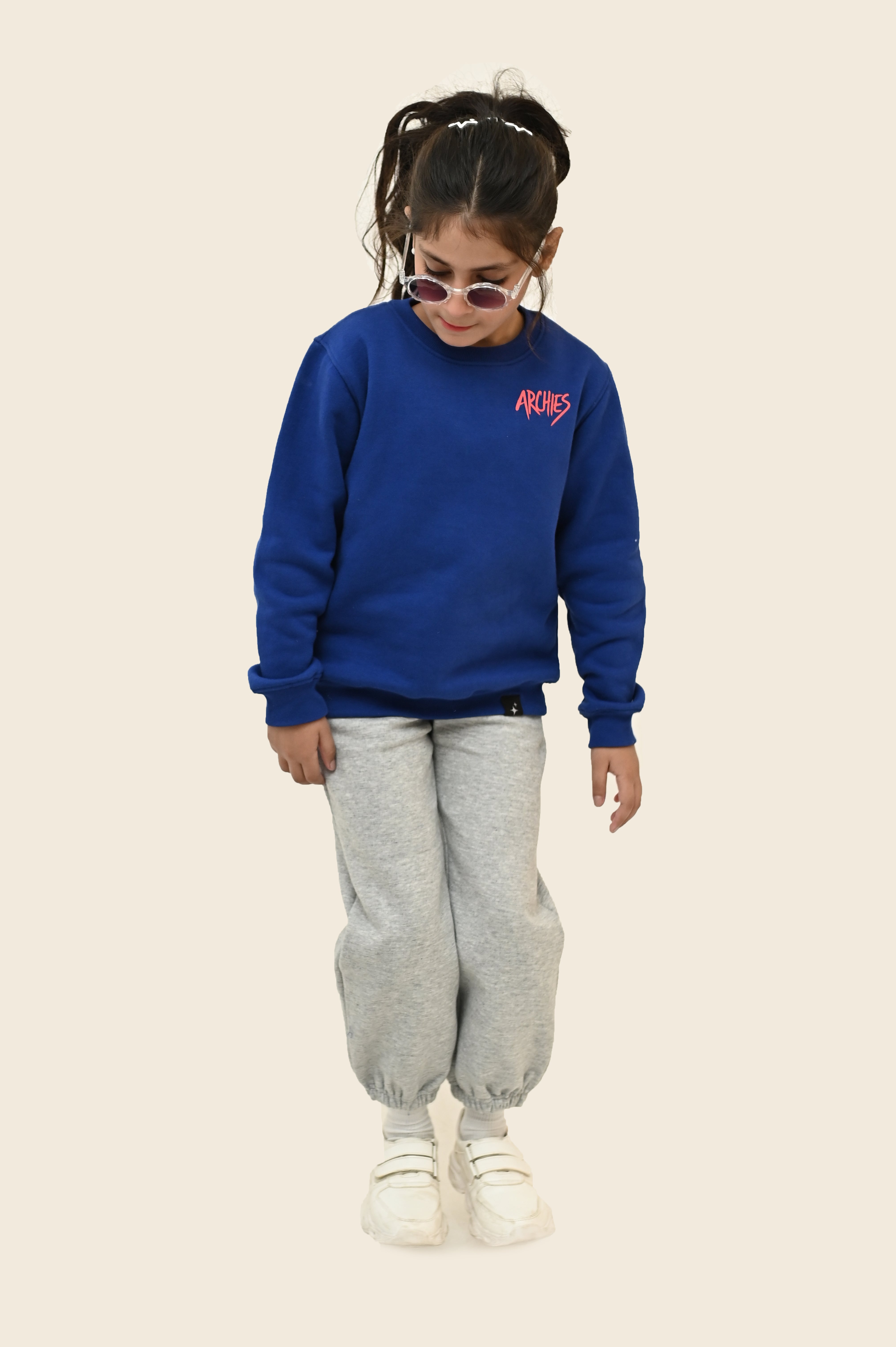 Royal Blue Sweatshirt and Grey Trouser Winter Suit For Kid Girls
